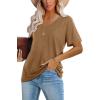 image:imageWIHOLL Womens Tops Casual Short Sleeve V Neck Summer T Shirts Fashion Spring Clothes3tan