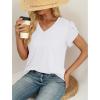 image:imageWIHOLL Womens Tops Dressy Casual Petal Sleeve Summer Spring Short Sleeve V Neck Shirts Work Business Vacation Clothes 2026All White