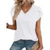 image:imageWIHOLL Womens Tops Dressy Casual Petal Sleeve Summer Spring Short Sleeve V Neck Shirts Work Business Vacation Clothes 2026All White