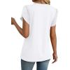 image:imageWIHOLL Womens Tops Dressy Casual Petal Sleeve Summer Spring Short Sleeve V Neck Shirts Work Business Vacation Clothes 2026All White