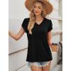 image:imageWIHOLL Womens Tops Dressy Casual Petal Sleeve Summer Spring Short Sleeve V Neck Shirts Work Business Vacation Clothes 2026Black