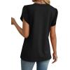 image:imageWIHOLL Womens Tops Dressy Casual Petal Sleeve Summer Spring Short Sleeve V Neck Shirts Work Business Vacation Clothes 2026Black