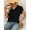 image:imageWIHOLL Womens Tops Dressy Casual Petal Sleeve Summer Spring Short Sleeve V Neck Shirts Work Business Vacation Clothes 2026Black