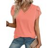 image:imageWIHOLL Womens Tops Dressy Casual Petal Sleeve Summer Spring Short Sleeve V Neck Shirts Work Business Vacation Clothes 2026Coral