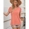 image:imageWIHOLL Womens Tops Dressy Casual Petal Sleeve Summer Spring Short Sleeve V Neck Shirts Work Business Vacation Clothes 2026Coral