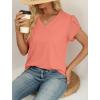 image:imageWIHOLL Womens Tops Dressy Casual Petal Sleeve Summer Spring Short Sleeve V Neck Shirts Work Business Vacation Clothes 2026Coral