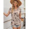 image:imageWIHOLL Womens Tops Dressy Casual Petal Sleeve Summer Spring Short Sleeve V Neck Shirts Work Business Vacation Clothes 2026Floral Beige Flowers