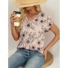 image:imageWIHOLL Womens Tops Dressy Casual Petal Sleeve Summer Spring Short Sleeve V Neck Shirts Work Business Vacation Clothes 2026Floral Beige Flowers