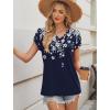 image:imageWIHOLL Womens Tops Dressy Casual Petal Sleeve Summer Spring Short Sleeve V Neck Shirts Work Business Vacation Clothes 2026Floral Blue Flowers