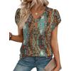 image:imageWIHOLL Womens Tops Dressy Casual Petal Sleeve Summer Spring Short Sleeve V Neck Shirts Work Business Vacation Clothes 2026Floral Boho