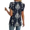 image:imageWIHOLL Womens Tops Dressy Casual Petal Sleeve Summer Spring Short Sleeve V Neck Shirts Work Business Vacation Clothes 2026Floral Boho Blue