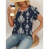 image:imageWIHOLL Womens Tops Dressy Casual Petal Sleeve Summer Spring Short Sleeve V Neck Shirts Work Business Vacation Clothes 2026Floral Boho Blue