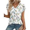 image:imageWIHOLL Womens Tops Dressy Casual Petal Sleeve Summer Spring Short Sleeve V Neck Shirts Work Business Vacation Clothes 2026Floral Green Leaf