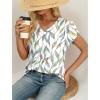 image:imageWIHOLL Womens Tops Dressy Casual Petal Sleeve Summer Spring Short Sleeve V Neck Shirts Work Business Vacation Clothes 2026Floral Green Leaf