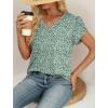 image:imageWIHOLL Womens Tops Dressy Casual Petal Sleeve Summer Spring Short Sleeve V Neck Shirts Work Business Vacation Clothes 2026Floral Green Pink Flowers