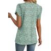 image:imageWIHOLL Womens Tops Dressy Casual Petal Sleeve Summer Spring Short Sleeve V Neck Shirts Work Business Vacation Clothes 2026Floral Green Pink Flowers