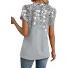 image:imageWIHOLL Womens Tops Dressy Casual Petal Sleeve Summer Spring Short Sleeve V Neck Shirts Work Business Vacation Clothes 2026Floral Grey
