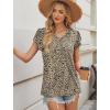 image:imageWIHOLL Womens Tops Dressy Casual Petal Sleeve Summer Spring Short Sleeve V Neck Shirts Work Business Vacation Clothes 2026Floral Leopard Print