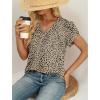 image:imageWIHOLL Womens Tops Dressy Casual Petal Sleeve Summer Spring Short Sleeve V Neck Shirts Work Business Vacation Clothes 2026Floral Leopard Print
