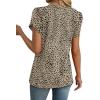image:imageWIHOLL Womens Tops Dressy Casual Petal Sleeve Summer Spring Short Sleeve V Neck Shirts Work Business Vacation Clothes 2026Floral Leopard Print