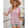 image:imageWIHOLL Womens Tops Dressy Casual Petal Sleeve Summer Spring Short Sleeve V Neck Shirts Work Business Vacation Clothes 2026Floral Pink Dot