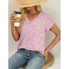 image:imageWIHOLL Womens Tops Dressy Casual Petal Sleeve Summer Spring Short Sleeve V Neck Shirts Work Business Vacation Clothes 2026Floral Pink Dot