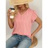 image:imageWIHOLL Womens Tops Dressy Casual Petal Sleeve Summer Spring Short Sleeve V Neck Shirts Work Business Vacation Clothes 2026Floral Pink Stripes