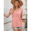 image:imageWIHOLL Womens Tops Dressy Casual Petal Sleeve Summer Spring Short Sleeve V Neck Shirts Work Business Vacation Clothes 2026Floral Pink Stripes