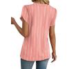 image:imageWIHOLL Womens Tops Dressy Casual Petal Sleeve Summer Spring Short Sleeve V Neck Shirts Work Business Vacation Clothes 2026Floral Pink Stripes