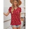 image:imageWIHOLL Womens Tops Dressy Casual Petal Sleeve Summer Spring Short Sleeve V Neck Shirts Work Business Vacation Clothes 2026Floral Red Polka Dot