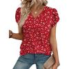 image:imageWIHOLL Womens Tops Dressy Casual Petal Sleeve Summer Spring Short Sleeve V Neck Shirts Work Business Vacation Clothes 2026Floral Red Polka Dot