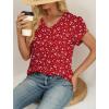 image:imageWIHOLL Womens Tops Dressy Casual Petal Sleeve Summer Spring Short Sleeve V Neck Shirts Work Business Vacation Clothes 2026Floral Red Polka Dot