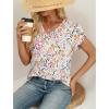 image:imageWIHOLL Womens Tops Dressy Casual Petal Sleeve Summer Spring Short Sleeve V Neck Shirts Work Business Vacation Clothes 2026Floral White Red Flowers