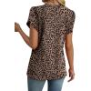 image:imageWIHOLL Womens Tops Dressy Casual Petal Sleeve Summer Spring Short Sleeve V Neck Shirts Work Business Vacation Clothes 2026Leopard Print Dark Brown