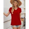 image:imageWIHOLL Womens Tops Dressy Casual Petal Sleeve Summer Spring Short Sleeve V Neck Shirts Work Business Vacation Clothes 2026Red