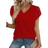 image:imageWIHOLL Womens Tops Dressy Casual Petal Sleeve Summer Spring Short Sleeve V Neck Shirts Work Business Vacation Clothes 2026Red