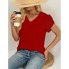 image:imageWIHOLL Womens Tops Dressy Casual Petal Sleeve Summer Spring Short Sleeve V Neck Shirts Work Business Vacation Clothes 2026Red