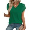 image:imageWIHOLL Womens Tops Dressy Casual Petal Sleeve Summer Spring Short Sleeve V Neck Shirts Work Business Vacation Clothes 2026St Patrick Day Green