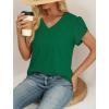 image:imageWIHOLL Womens Tops Dressy Casual Petal Sleeve Summer Spring Short Sleeve V Neck Shirts Work Business Vacation Clothes 2026St Patrick Day Green