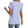 image:imageWIHOLL Womens Tops Dressy Casual Petal Sleeve Summer Spring Short Sleeve V Neck Shirts Work Business Vacation Clothes 2026Striped Blue