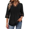 image:imageWIHOLL Womens Tops Eyelet Lace V Neck Bell Sleeve Blouses Dressy Casual Work Shirt 2026 Summer Spring Fashion Clothing01back