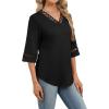 image:imageWIHOLL Womens Tops Eyelet Lace V Neck Bell Sleeve Blouses Dressy Casual Work Shirt 2026 Summer Spring Fashion Clothing01back