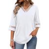 image:imageWIHOLL Womens Tops Eyelet Lace V Neck Bell Sleeve Blouses Dressy Casual Work Shirt 2026 Summer Spring Fashion Clothing02white