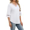 image:imageWIHOLL Womens Tops Eyelet Lace V Neck Bell Sleeve Blouses Dressy Casual Work Shirt 2026 Summer Spring Fashion Clothing02white