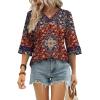 image:imageWIHOLL Womens Tops Eyelet Lace V Neck Bell Sleeve Blouses Dressy Casual Work Shirt 2026 Summer Spring Fashion Clothing03burgundy Boho