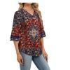 image:imageWIHOLL Womens Tops Eyelet Lace V Neck Bell Sleeve Blouses Dressy Casual Work Shirt 2026 Summer Spring Fashion Clothing03burgundy Boho