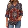 image:imageWIHOLL Womens Tops Eyelet Lace V Neck Bell Sleeve Blouses Dressy Casual Work Shirt 2026 Summer Spring Fashion Clothing03burgundy Boho