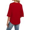 image:imageWIHOLL Womens Tops Eyelet Lace V Neck Bell Sleeve Blouses Dressy Casual Work Shirt 2026 Summer Spring Fashion Clothing03red