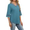 image:imageWIHOLL Womens Tops Eyelet Lace V Neck Bell Sleeve Blouses Dressy Casual Work Shirt 2026 Summer Spring Fashion Clothing03turquoise