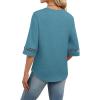 image:imageWIHOLL Womens Tops Eyelet Lace V Neck Bell Sleeve Blouses Dressy Casual Work Shirt 2026 Summer Spring Fashion Clothing03turquoise